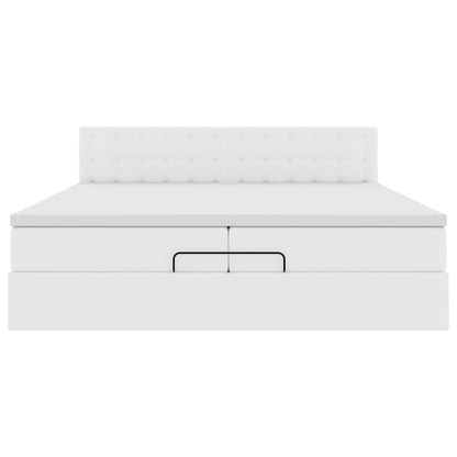 Ottoman bed met matrassen 200x200cm kunstleer wit