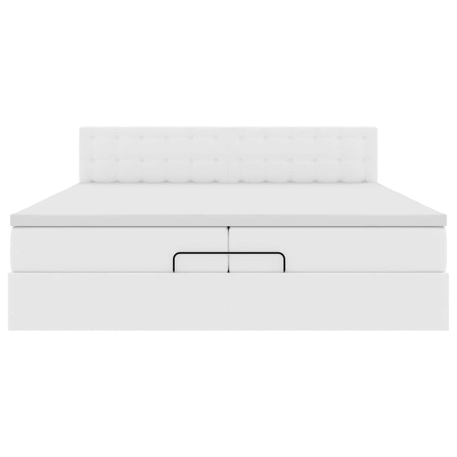 Ottoman bed met matrassen 200x200cm kunstleer wit