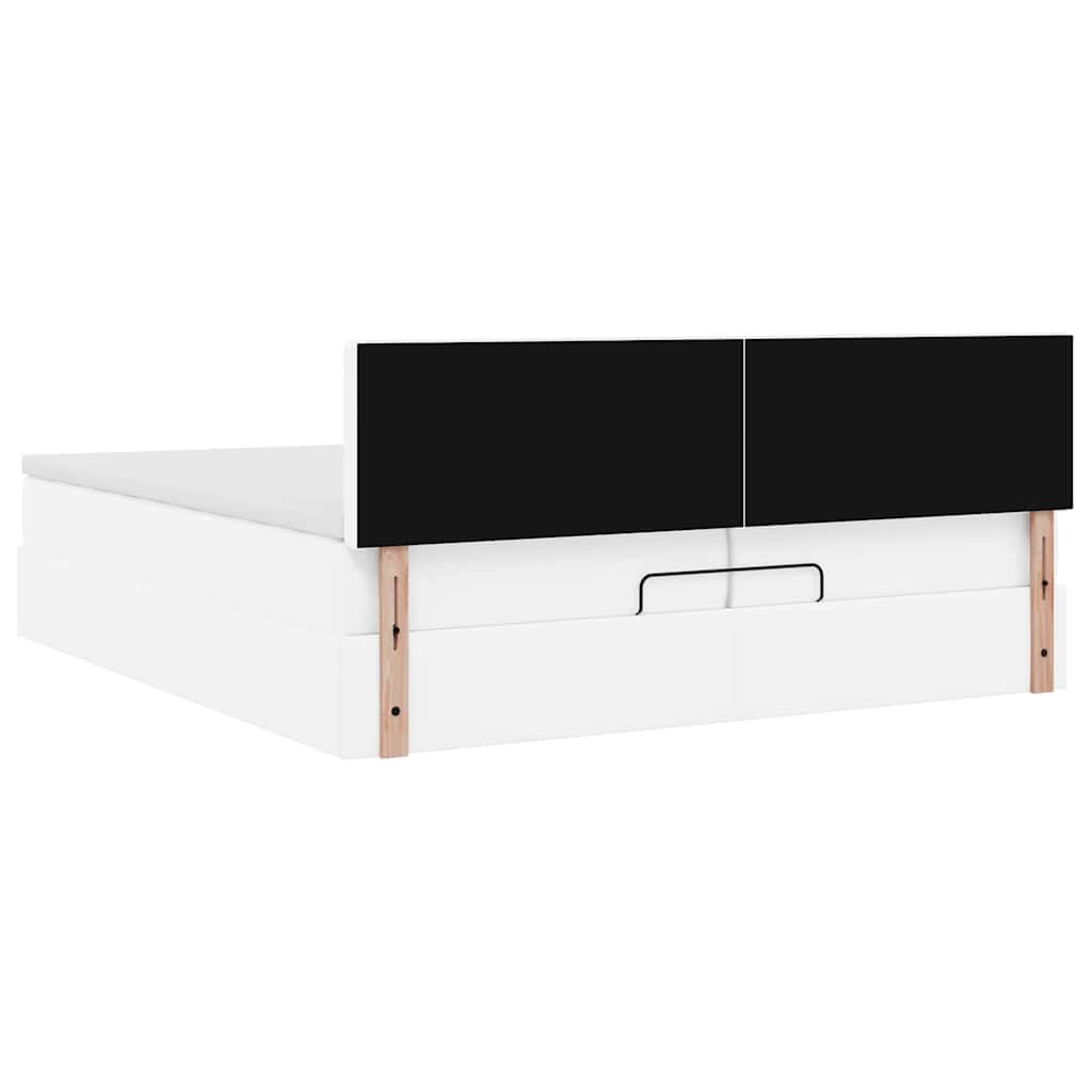 Ottoman bed met matrassen 200x200cm kunstleer wit