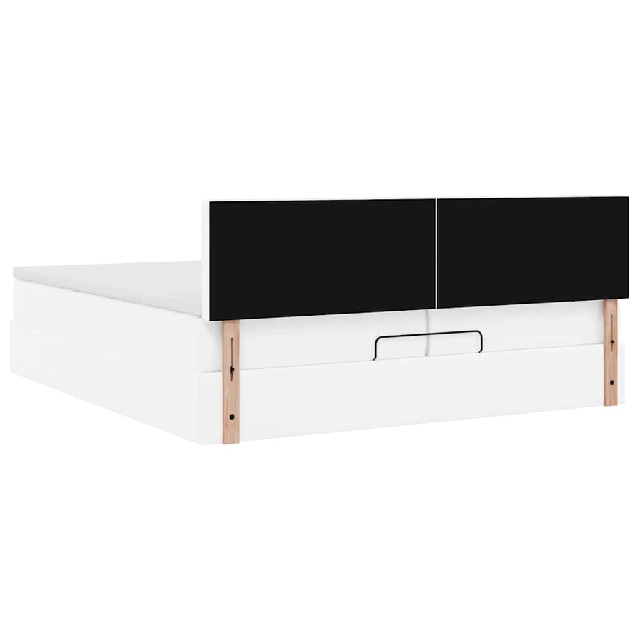 Ottoman bed met matrassen 200x200cm kunstleer wit