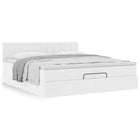 Ottoman bed with mattresses 200x200cm faux leather white