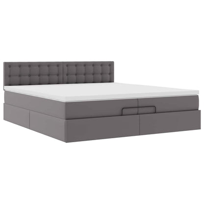 Ottoman bed met matrassen 200x200cm kunstleer grijs