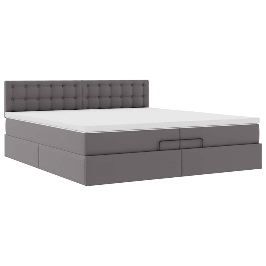 Ottoman bed met matrassen 200x200cm kunstleer grijs