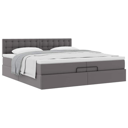 Ottoman bed met matrassen 200x200cm kunstleer grijs