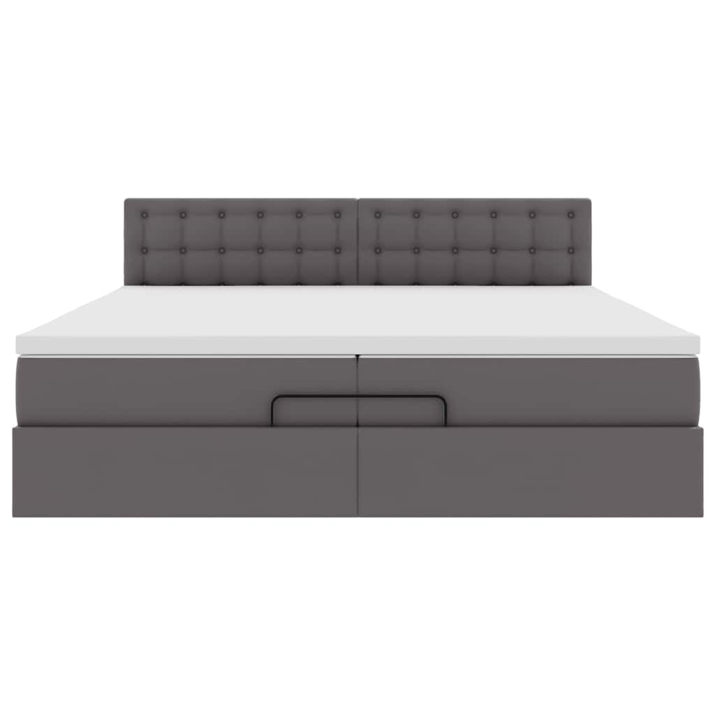 Ottoman bed met matrassen 200x200cm kunstleer grijs