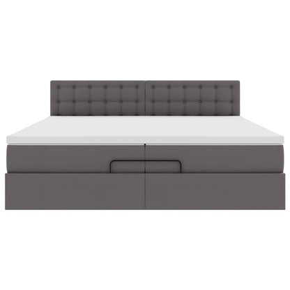 Ottoman bed met matrassen 200x200cm kunstleer grijs