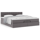 Ottoman bed with mattresses 200x200cm faux leather grey