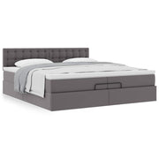 Ottoman bed with mattresses 200x200cm faux leather grey