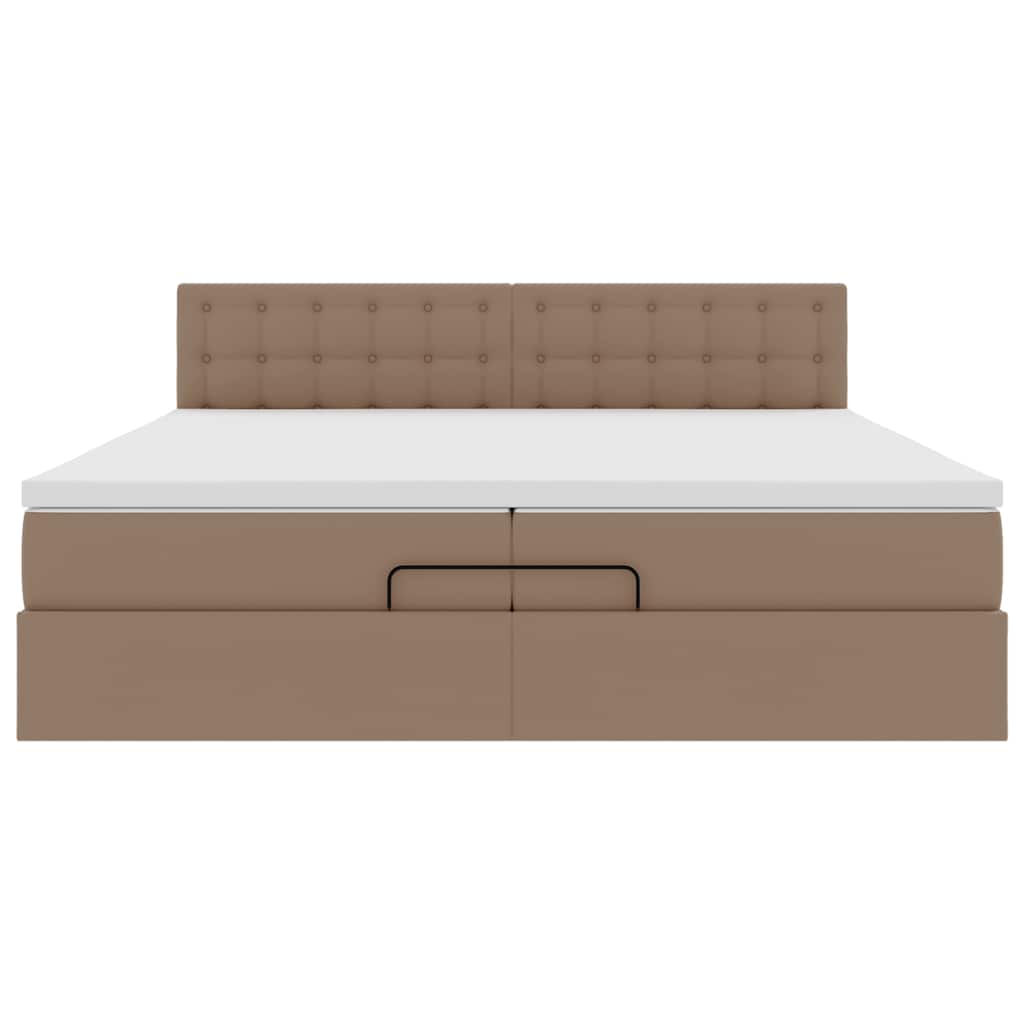 Ottoman bed met matrassen 200x200cm kunstleer cappuccinokleurig