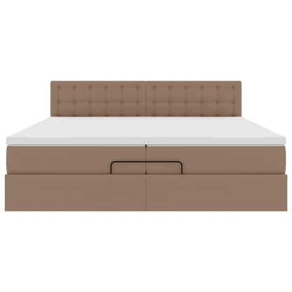 Ottoman bed met matrassen 200x200cm kunstleer cappuccinokleurig