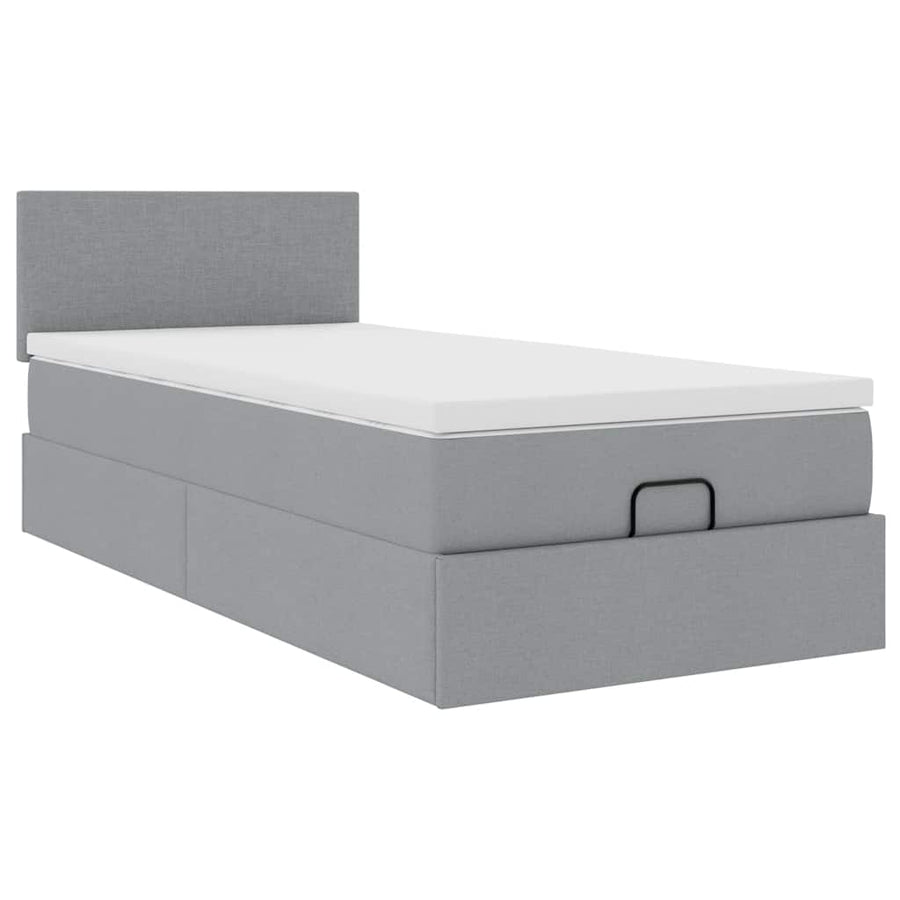 Ottoman bed met matras 80x200cm stof lichtgrijs