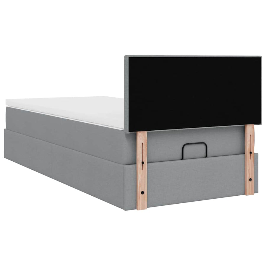 Ottoman bed met matras 80x200cm stof lichtgrijs