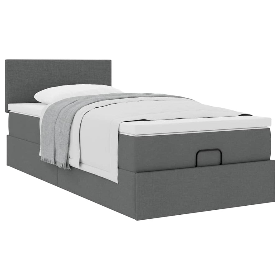 Ottoman bed met matras 80x200cm stof donkergrijs