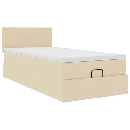 Ottoman bed met matras 80x200cm stof crèmekleurig