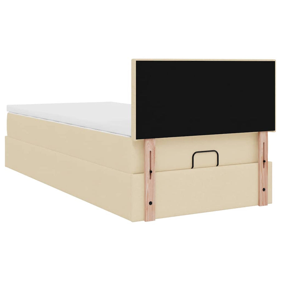 Ottoman bed met matras 80x200cm stof crèmekleurig