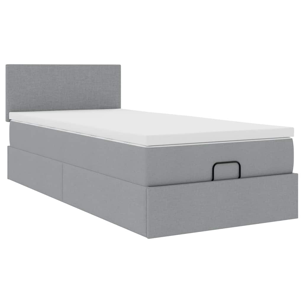 Ottoman bed met matras 90x190cm stof lichtgrijs