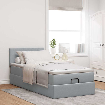Ottoman bed met matras 90x190cm stof lichtgrijs