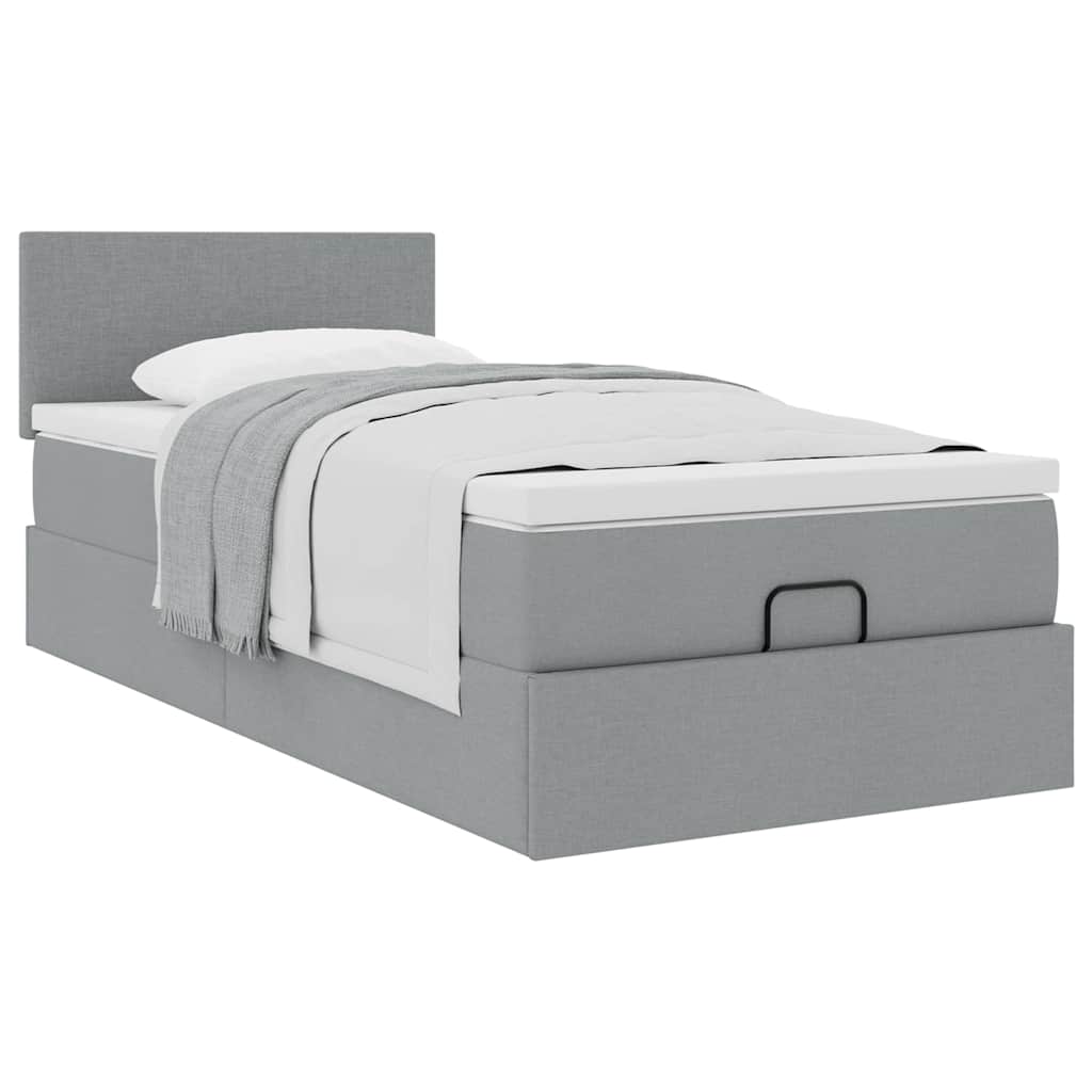 Ottoman bed met matras 90x190cm stof lichtgrijs