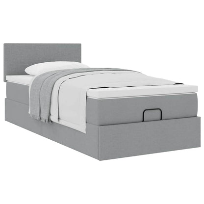 Ottoman bed met matras 90x190cm stof lichtgrijs