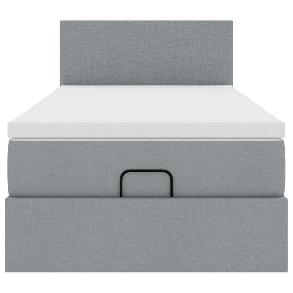 Ottoman bed met matras 90x190cm stof lichtgrijs