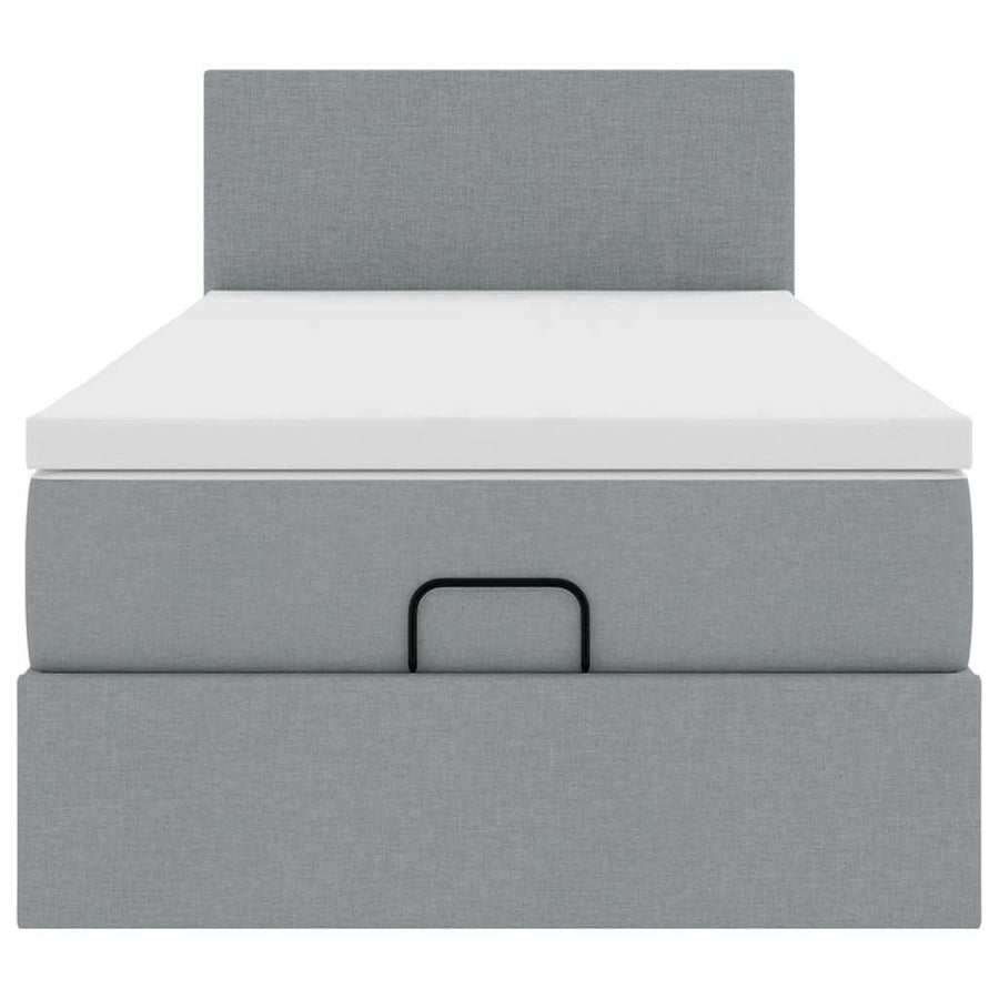 Ottoman bed met matras 90x190cm stof lichtgrijs