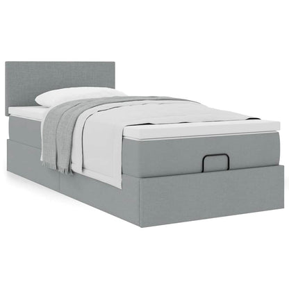 Ottoman bed met matras 90x190cm stof lichtgrijs