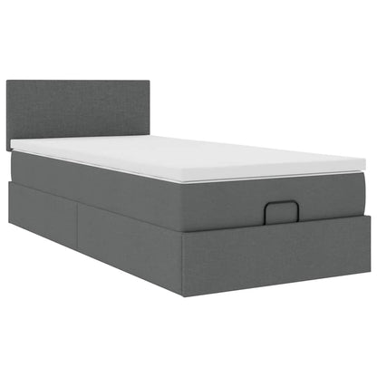 Ottoman bed met matras 90x190cm stof donkergrijs