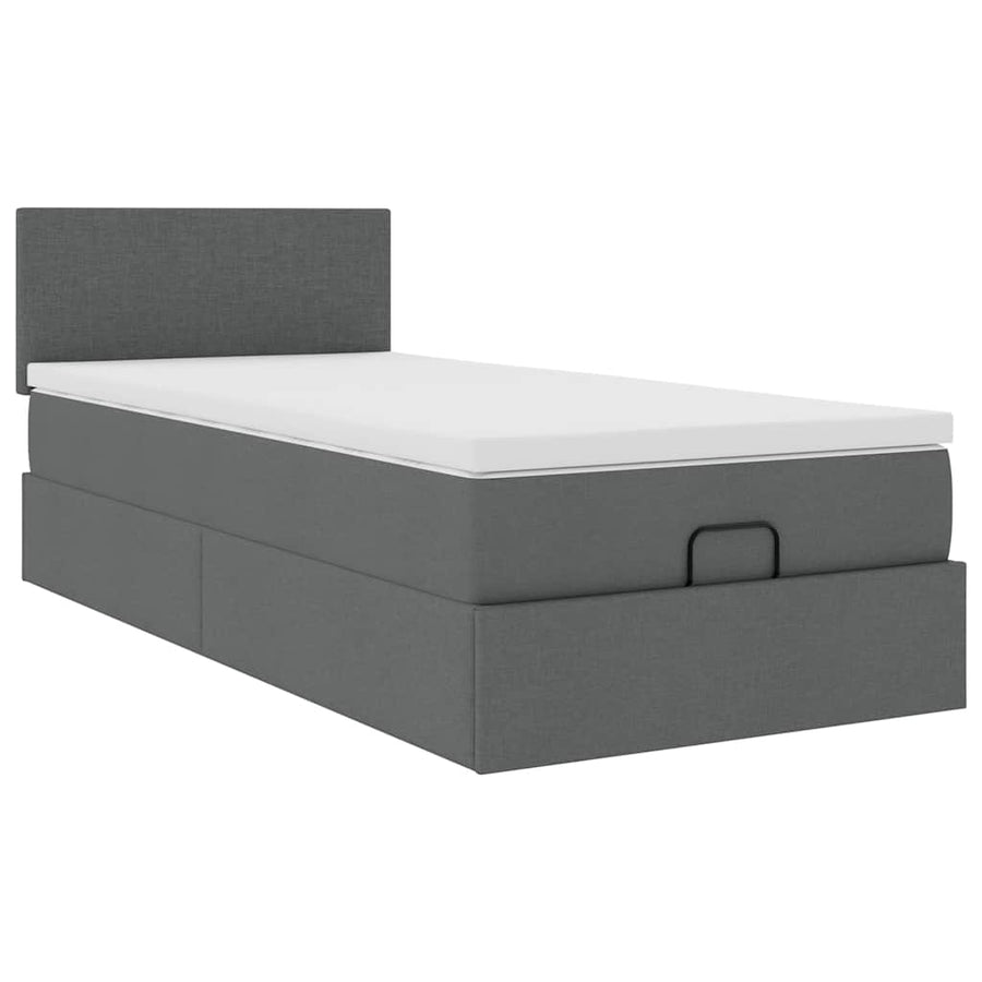 Ottoman bed met matras 90x190cm stof donkergrijs