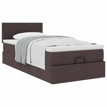 Ottoman bed met matras 90x190cm stof donkerbruin