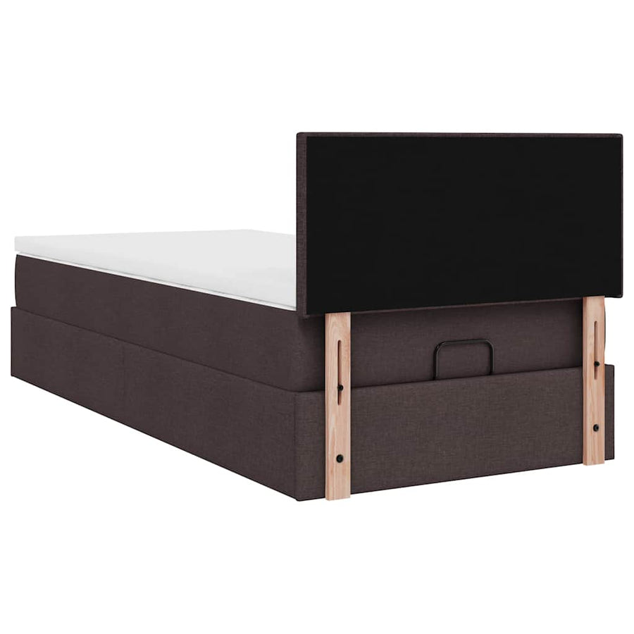 Ottoman bed met matras 90x190cm stof donkerbruin