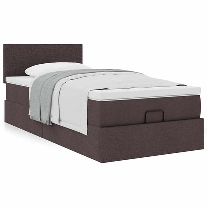 Ottoman bed met matras 90x190cm stof donkerbruin