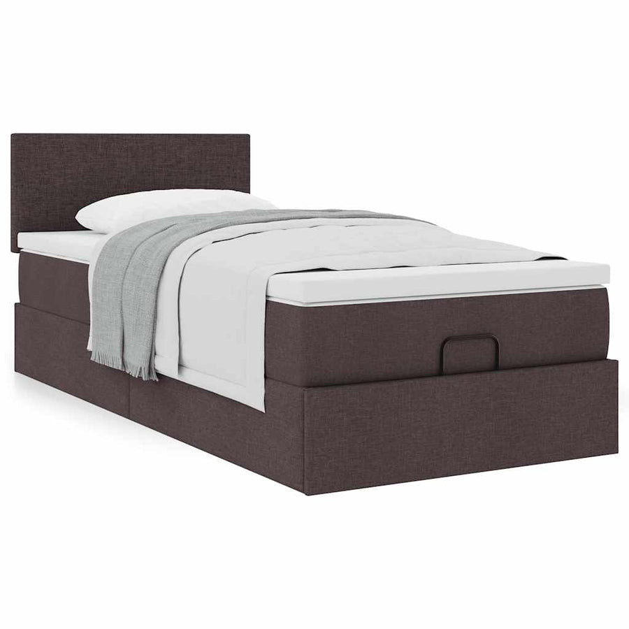 Ottoman bed met matras 90x190cm stof donkerbruin