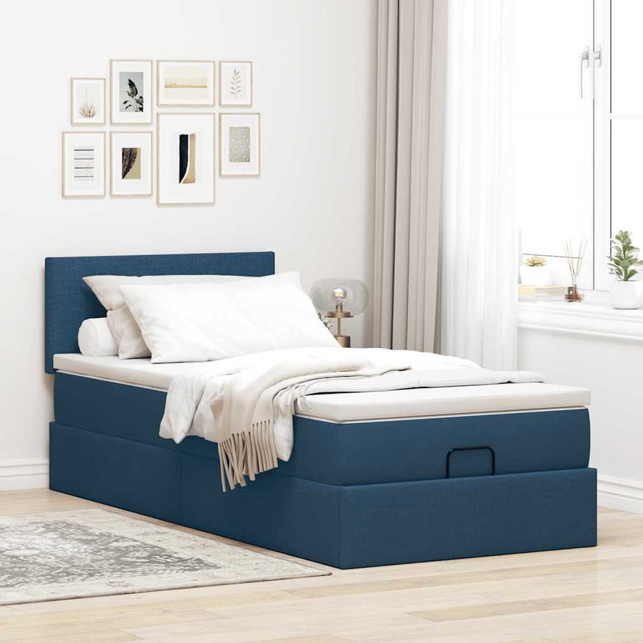 Ottoman bed met matras 90x190cm stof blauw