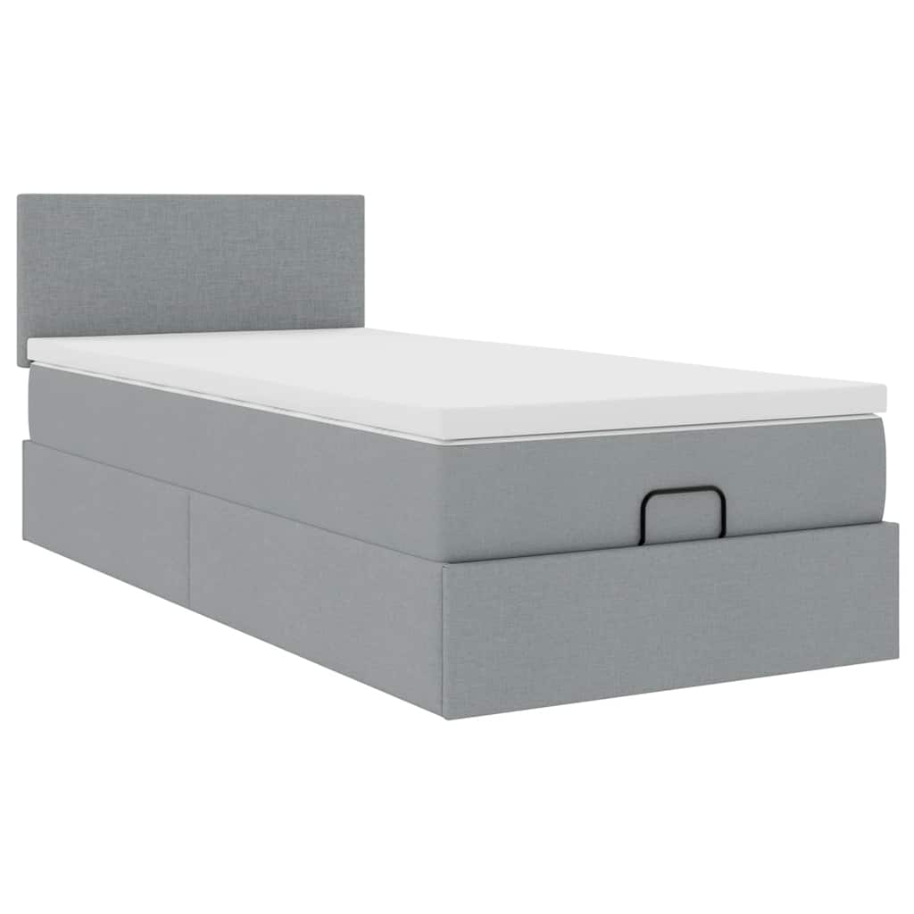 Ottoman bed met matras 90x200cm stof lichtgrijs