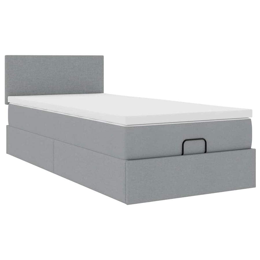 Ottoman bed met matras 90x200cm stof lichtgrijs