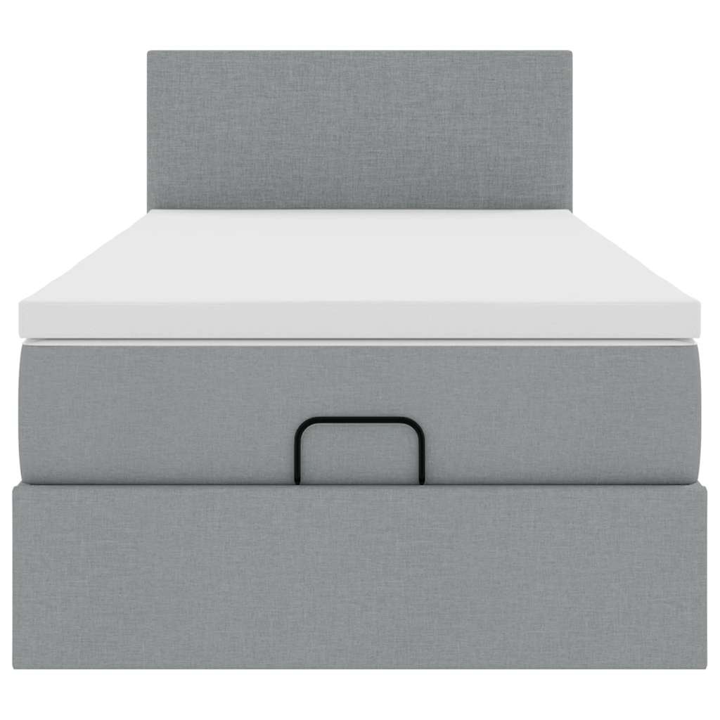 Ottoman bed met matras 90x200cm stof lichtgrijs