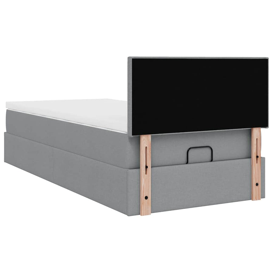 Ottoman bed met matras 90x200cm stof lichtgrijs