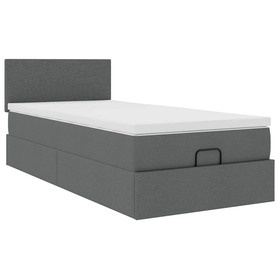 Ottoman bed met matras 90x200cm stof donkergrijs