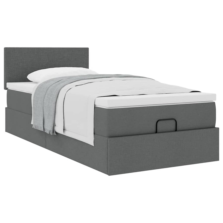 Ottoman bed met matras 90x200cm stof donkergrijs