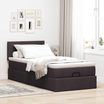 Ottoman bed met matras 90x200cm stof donkerbruin