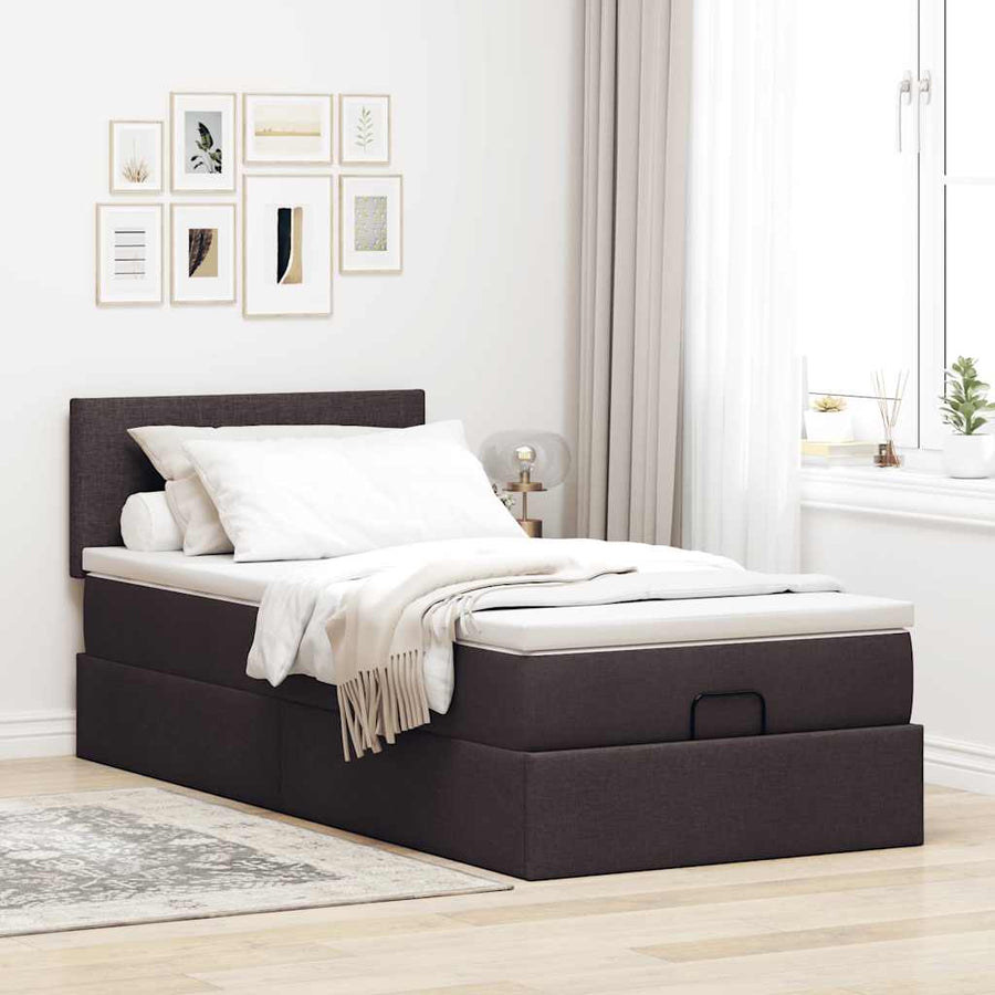 Ottoman bed met matras 90x200cm stof donkerbruin