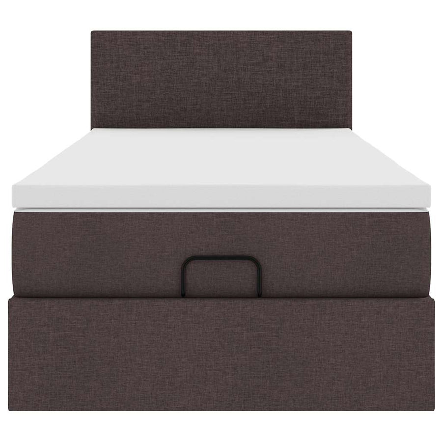 Ottoman bed met matras 90x200cm stof donkerbruin