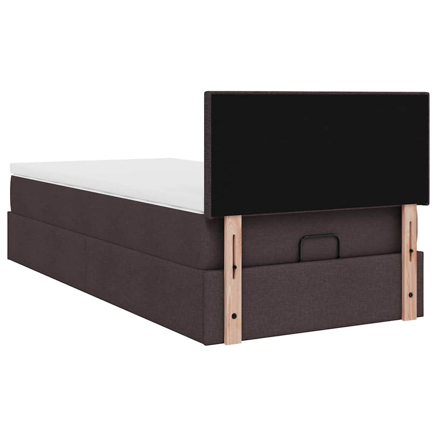 Ottoman bed met matras 90x200cm stof donkerbruin