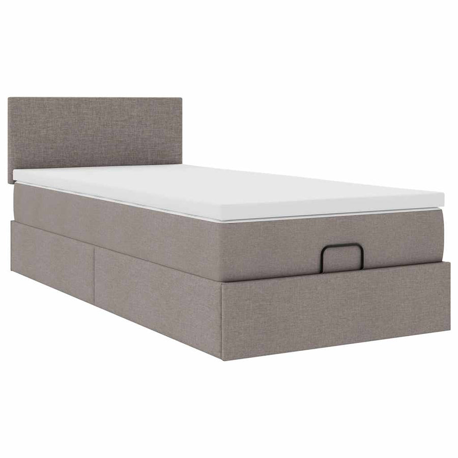 Ottoman bed met matras 90x200cm stof taupe