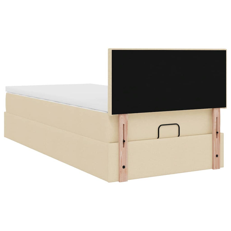 Ottoman bed met matras 90x200cm stof crèmekleurig