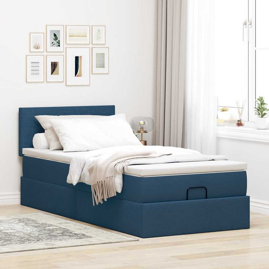 Ottoman bed met matras 90x200cm stof blauw