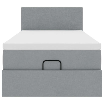 Ottoman bed met matras 100x200cm stof lichtgrijs