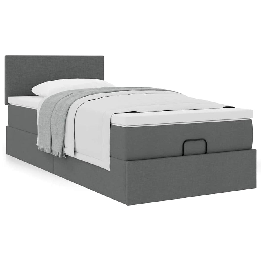 Ottoman bed met matras 100x200cm stof donkergrijs