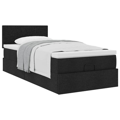 Ottoman bed met matras 100x200cm stof zwart