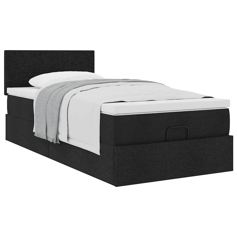 Ottoman bed met matras 100x200cm stof zwart